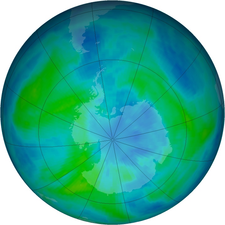 Antarctic ozone map for 26 March 1997